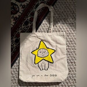 Cat Star Canvas Tote